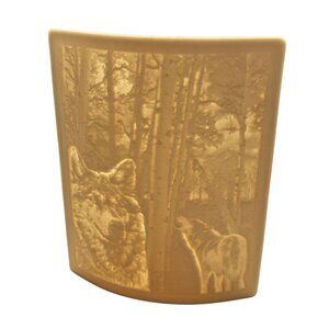 The Porcelain Garden Night Light Lithophane Wolf Wolves Curved USA NEW